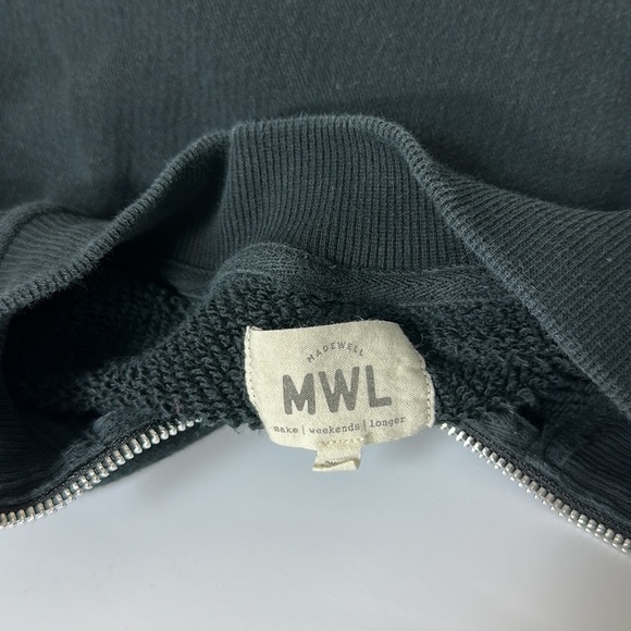Madewell MWL Airyterry Half-Zip Tunic Sweatshirt Black Small - Picture 5 of 6